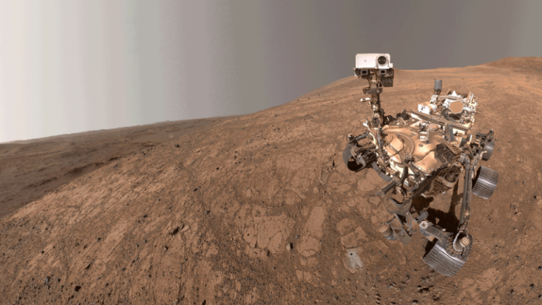 Perseverance rover of NASA clicking a selfie on Mars planet.