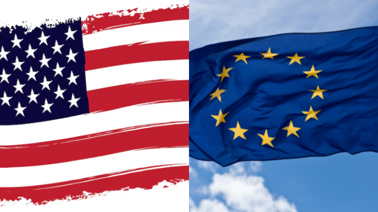 Flags of United States and European Union