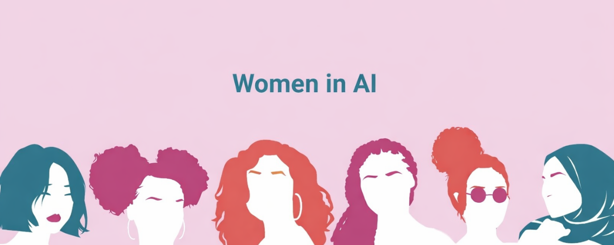 An illustration showing outline of different women from race, religion across the world representing women in AI industry.