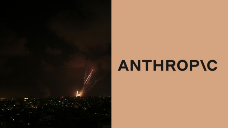 Logo of Anthropic and a representation of missile attack