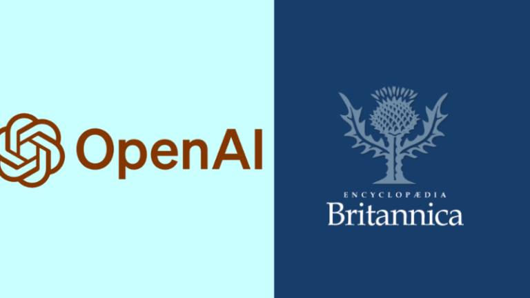 Logo of Britannica and Open AI