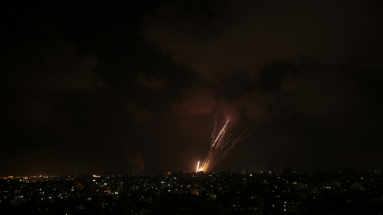 Picture Credit: Mohammed Ibrahim/Unsplash showing a missile attack in the middle east at night time