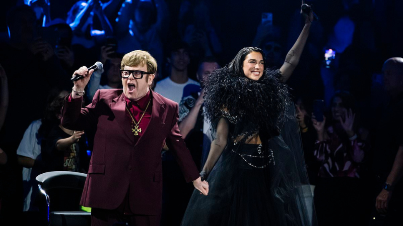 Sir Elton John and Dua Lipa British artists