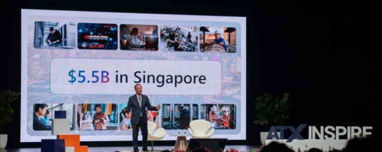 Microsoft Vice Chair and President Brad Smith on Wednesday during his keynote address at Asia Tech x Inspire event in Singapore.