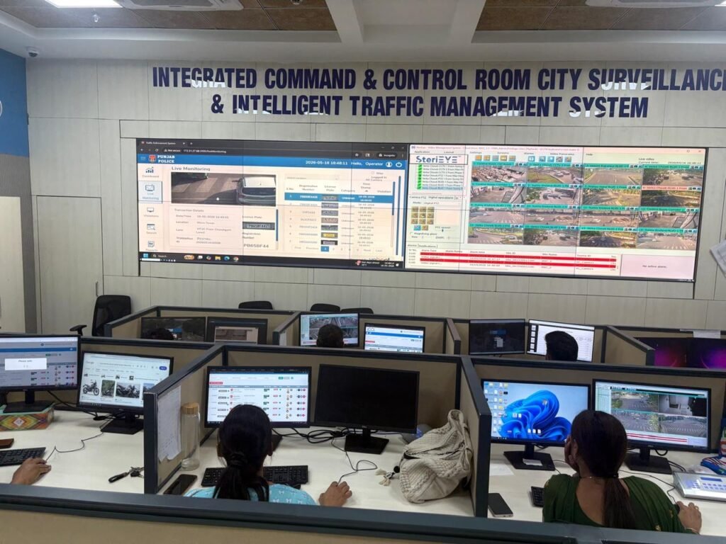 Picture of the Integrated Control and Command Center of Chandigarh Traffic Police. Pic Courtesy Chandigarh Police.