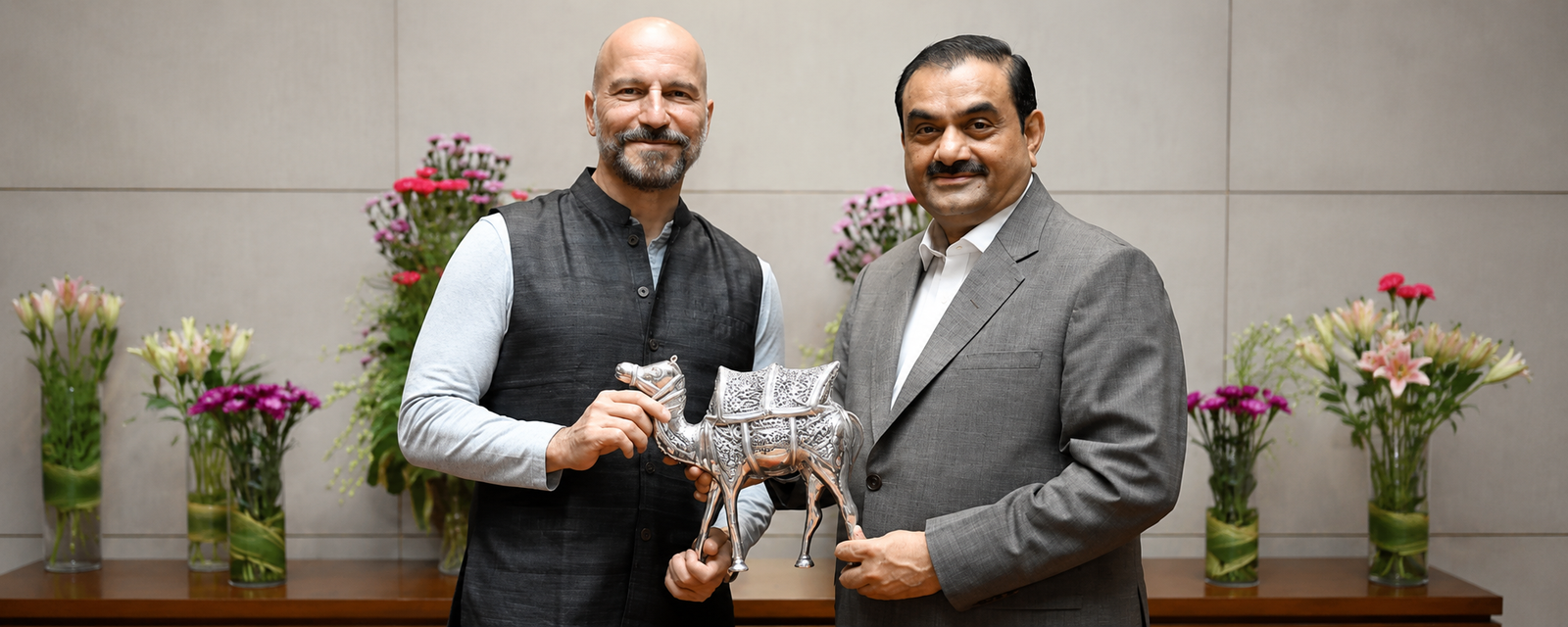 Uber CEO Dara Khosrowshahi and Adani Group chairman Gautam Adani