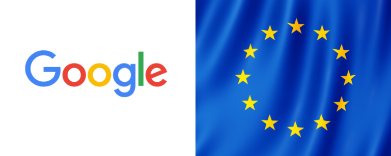 Logo of Google and flag of European Union