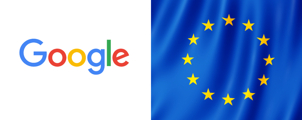 Logo of Google and flag of European Union