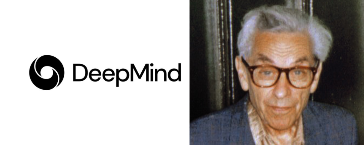 Google DeepMind logo alongside a photograph of Hungarian mathematician Paul Erdős