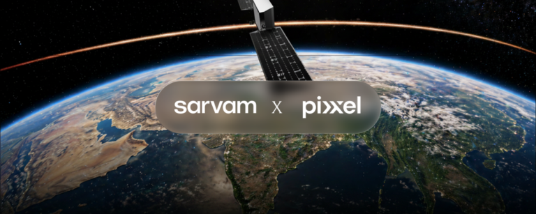 Rendering of Pixxel's Pathfinder satellite in low Earth orbit, India's first orbital data centre satellite developed with Sarvam.