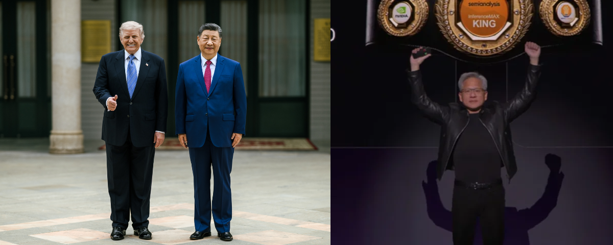 US President Donald Trump with China's Xi Jinping and Nvidia's CEO Jensen Huang