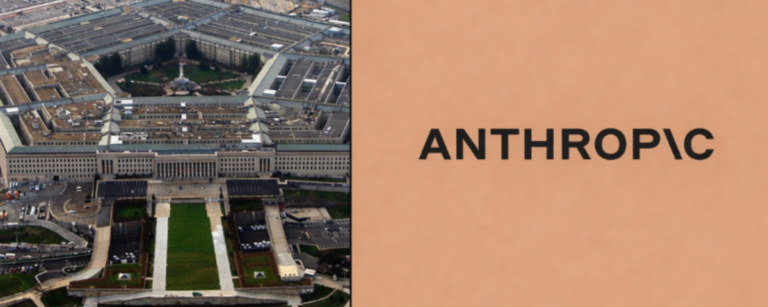 Picture of Pentagon building and Anthropic logo