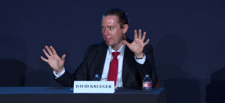 Professor David Krueger speaking at Bernie Sanders AI existential threat panel Capitol Hill April 2026