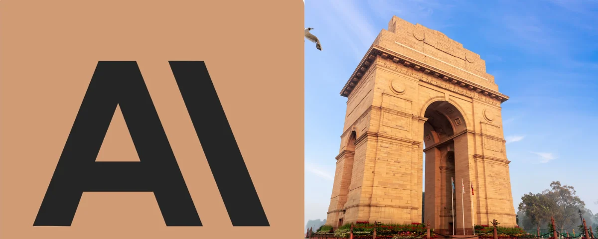 Logo of Anthropic AI and representative image of Red Fort New Delhi India