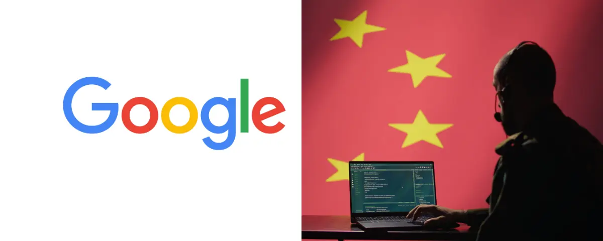 Representative pictures of Google logo and a scammer based in China
