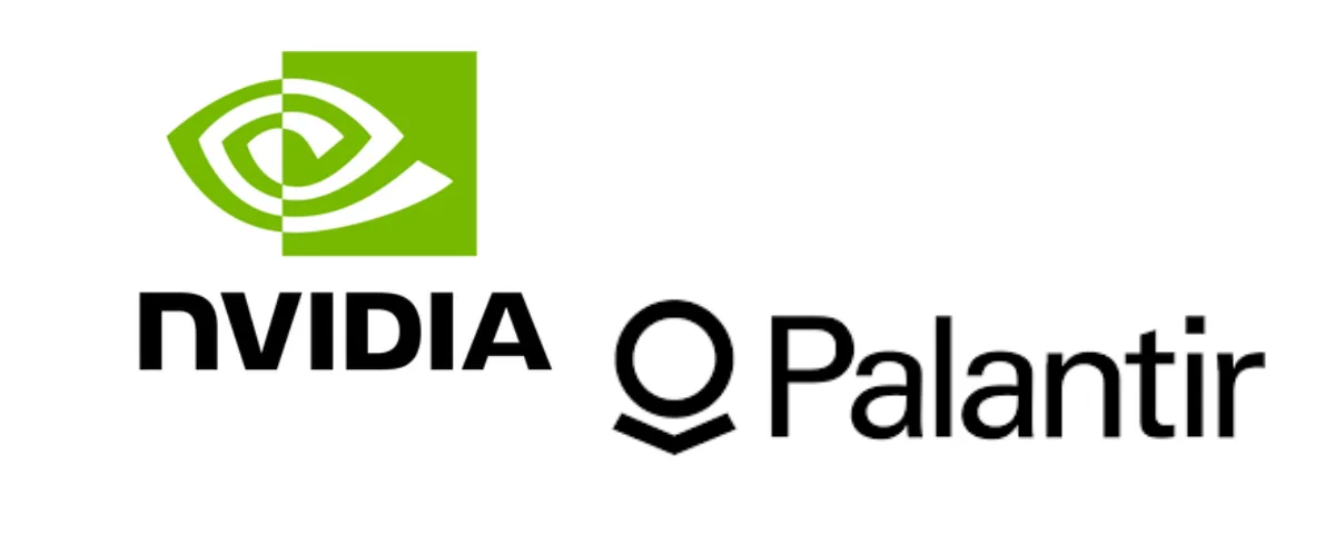 NVIDIA and Palantir logos placed side by side on a white background