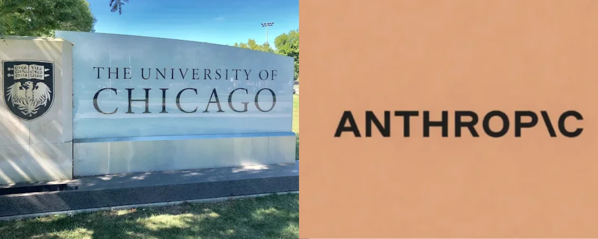 University of Chicago campus sign alongside the Anthropic logo
