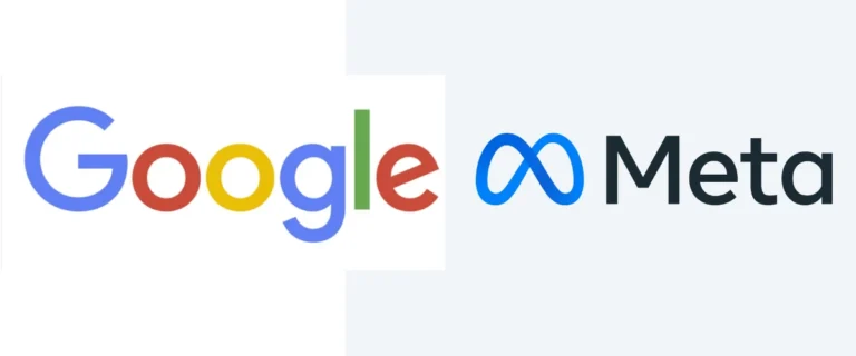 Google and Meta logos displayed side by side, representing the companies in an AI infrastructure news report.