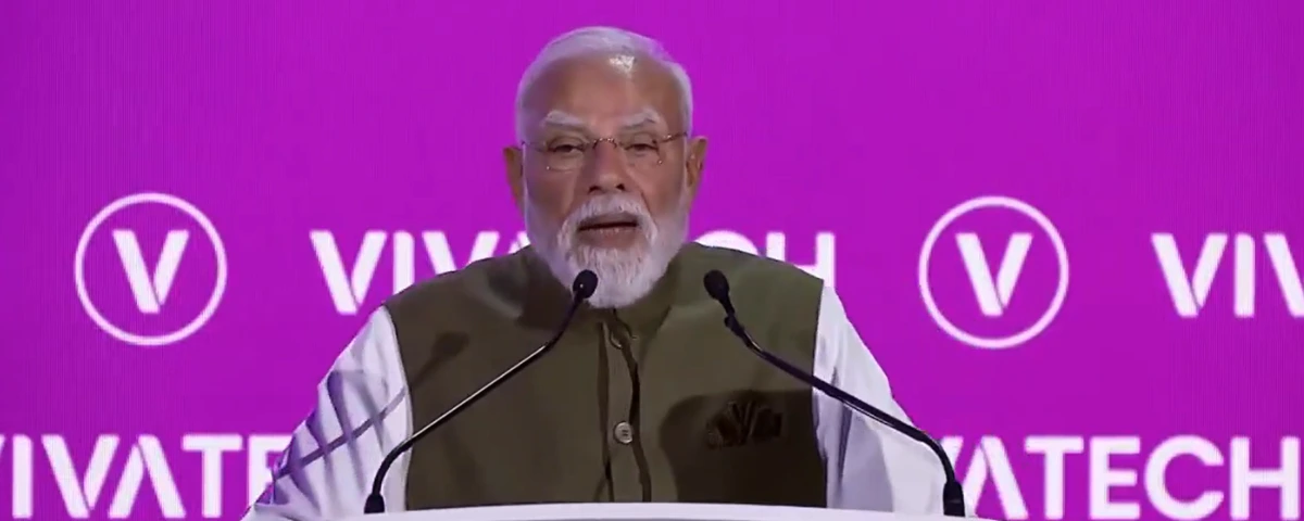 PM Modi speaks at VivaTech 2026 in Paris.