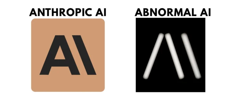 Side-by-side comparison of Anthropic AI and Abnormal AI slash-style logos at the centre of a trademark dispute