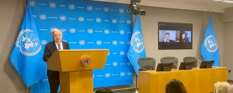 UN Secretary-General António Guterres speaks at the launch of the Independent International Scientific Panel on AI's preliminary report at UN headquarters