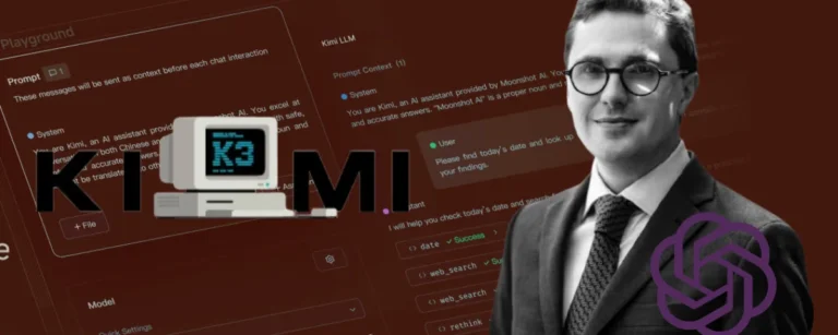 Dean Ball of OpenAI alongside the Kimi K3 logo and Moonshot AI's Kimi playground interface, with the OpenAI logo