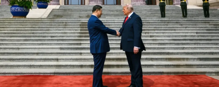 Picture of Chinese President Xi Jinping and US President Donald Trump shaking hands in Beijing China during Trump's visit to China in May 2026. Pic Credit: White House