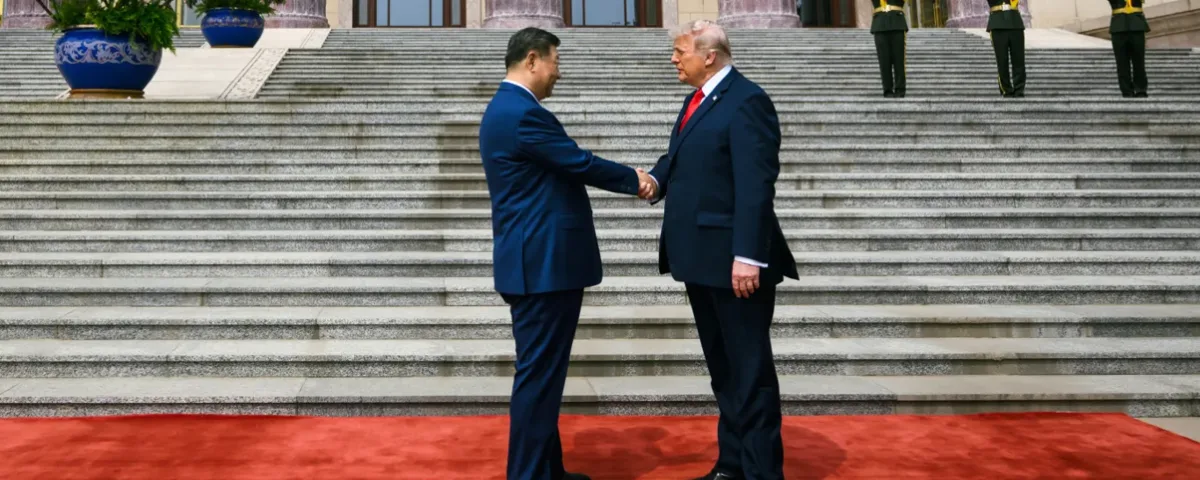 Picture of Chinese President Xi Jinping and US President Donald Trump shaking hands in Beijing China during Trump's visit to China in May 2026. Pic Credit: White House