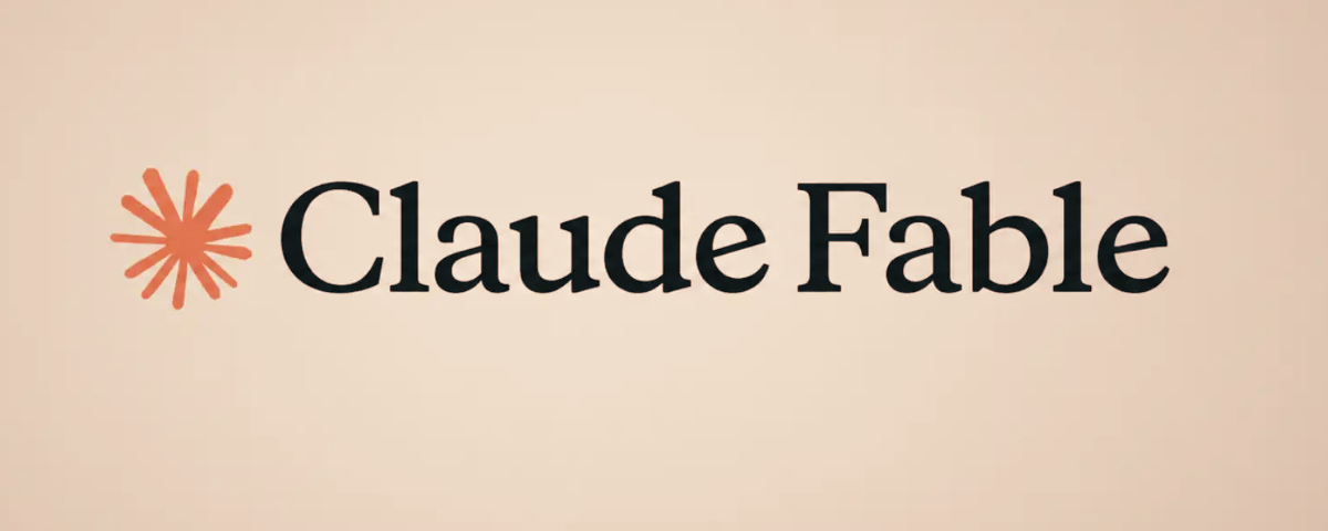 Anthropic's Claude Fable wordmark displayed on a light beige background, featuring the orange Claude starburst logo to the left of the bold black 'Claude Fable' text