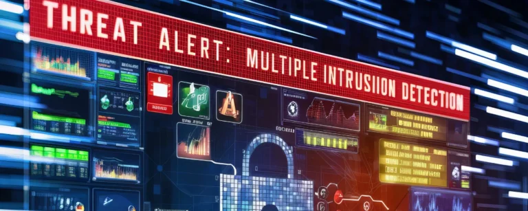Cybersecurity dashboard displaying multiple intrusion alerts and network monitoring, illustrating AI-driven cyber threats targeting the banking, financial services and insurance (BFSI) sector.