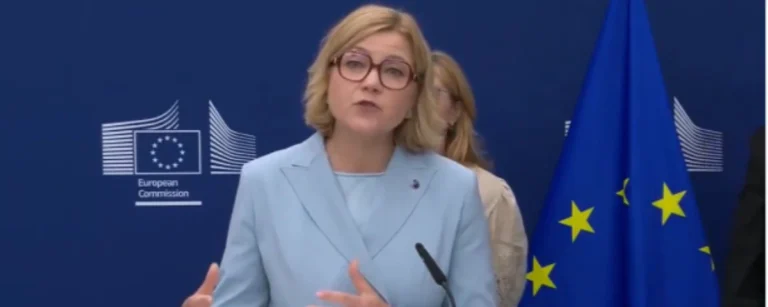 Henna Virkkunen speaks at a European Commission press briefing after the third India-EU Trade and Technology Council meeting in Brussels.