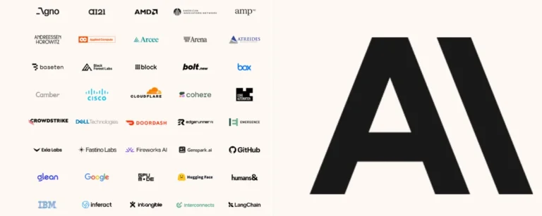 Pictorial representation of over 75 tech/AI companies that have signed open-weight letter to Congress in contrast to Anthropic AI logoi