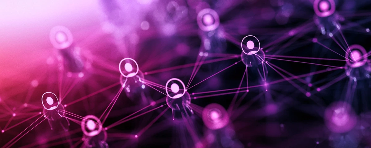Multiple AI agents connected in a network illustrating the spread of “mind viruses” across a multi-agent AI system