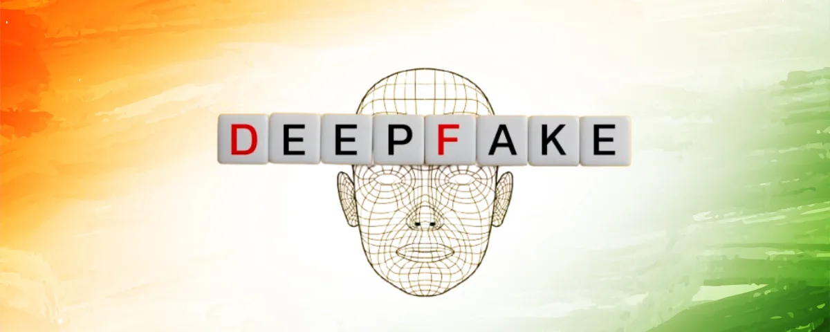 After Meta meeting Centre reminds platforms of stricter AI deepfake compliance rules Illustration of a digital face with the word "Deepfake" representing India's new AI content and deepfake regulations for social media platforms.