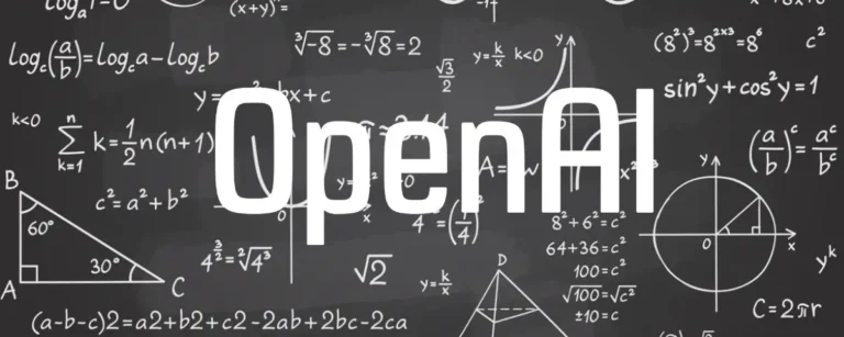 OpenAI logo alongside mathematical notation, illustrating the company's claim that its Astra model solved ten open mathematical problems