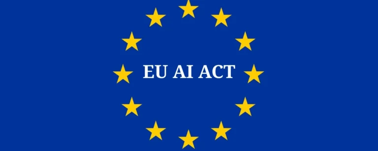 Illustration of the European Union flag with the words "EU AI ACT" at the centre.
