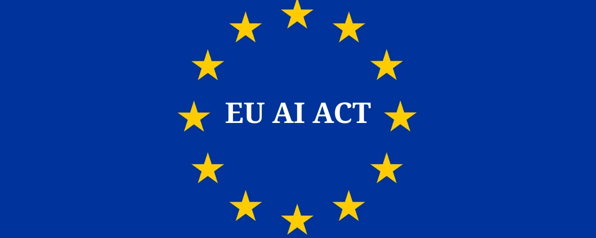 Illustration of the European Union flag with the words "EU AI ACT" at the centre.