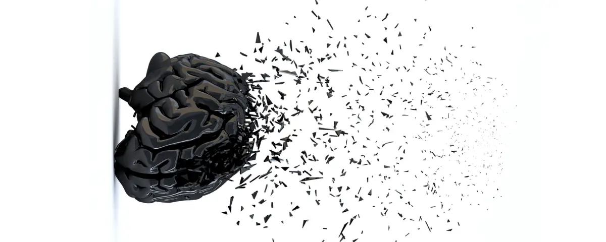 Conceptual illustration of a brain breaking into digital fragments representing AI-driven research automation