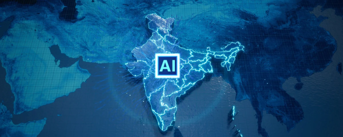 Map of India highlighted with AI symbol representing India’s growing AI infrastructure funding in 2026
