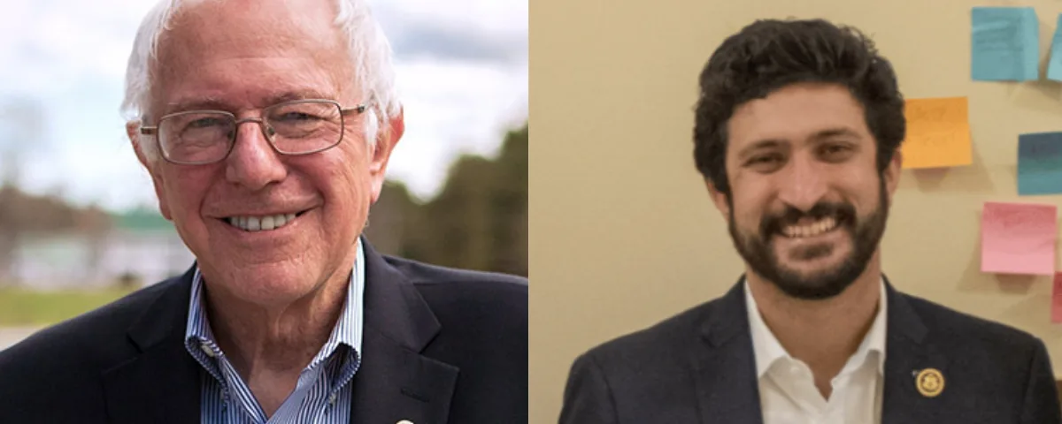 US lawmakers Bernie Sanders and Greg Casar --left to right--pictured in a split-screen image amid debate over artificial superintelligence regulation
