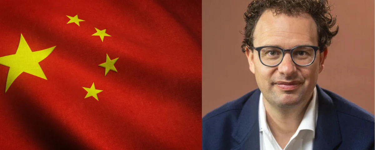 Anthropic CEO Dario Amodei and the Chinese flag amid growing tensions over frontier AI development, AI safety and US-China technology restrictions.