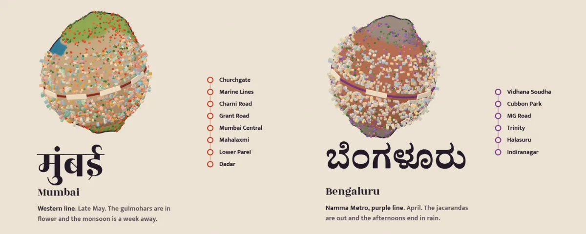 AI-built miniature versions of Mumbai and Bengaluru showing transit routes and city details in Gulmohar Local