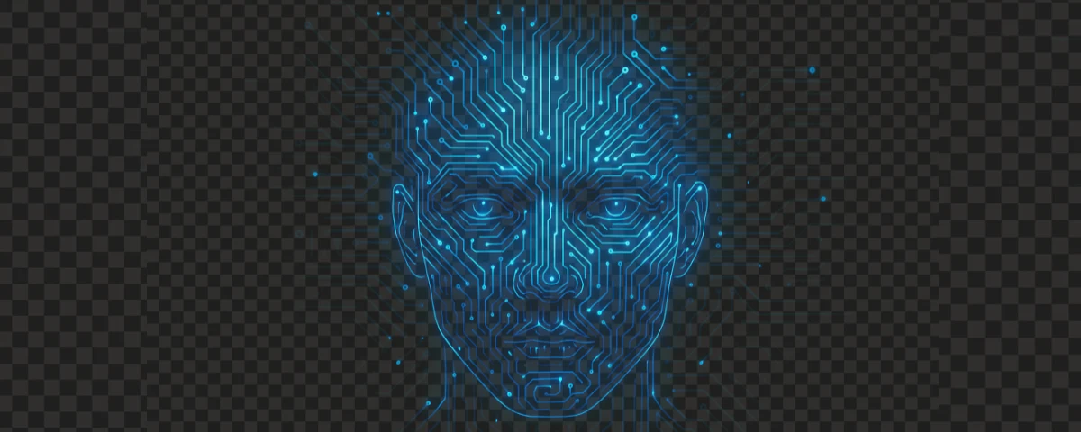 digital face representing an AI decision-making system and autonomous decision-making framework