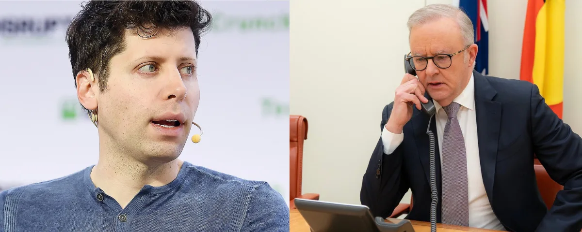 File photo of Sam Altman CEO of OpenAI in left and Australian Prime Minister Anthony Albanese in the right.