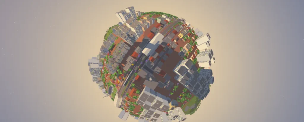 Miniature 3D Indian city generated with code for the Gulmohar Local interactive world