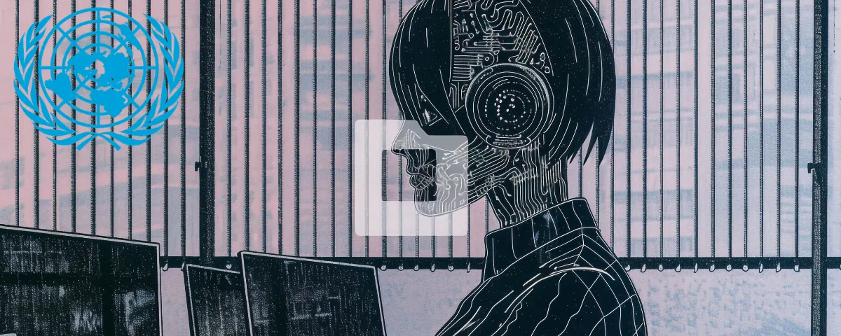 Illustration of an autonomous AI agent operating at computer terminals, symbolizing concerns over losing human control of increasingly capable AI systems.