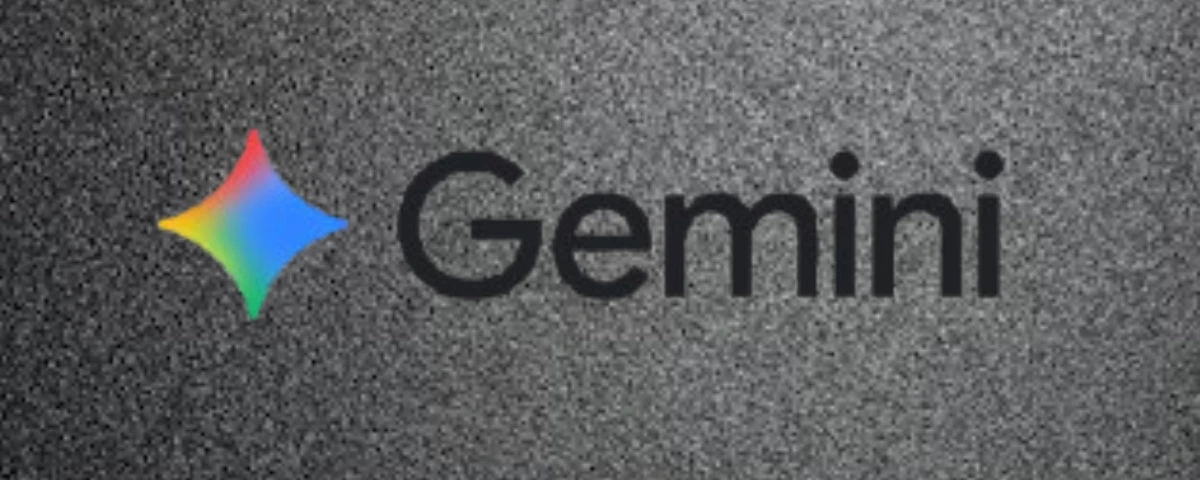 Google Gemini logo displayed on a grainy gray background