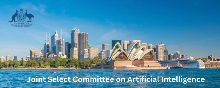 Banner featuring the Australian coat of arms, Sydney Opera House and skyline, with the title “Joint Select Committee on Artificial Intelligence”.