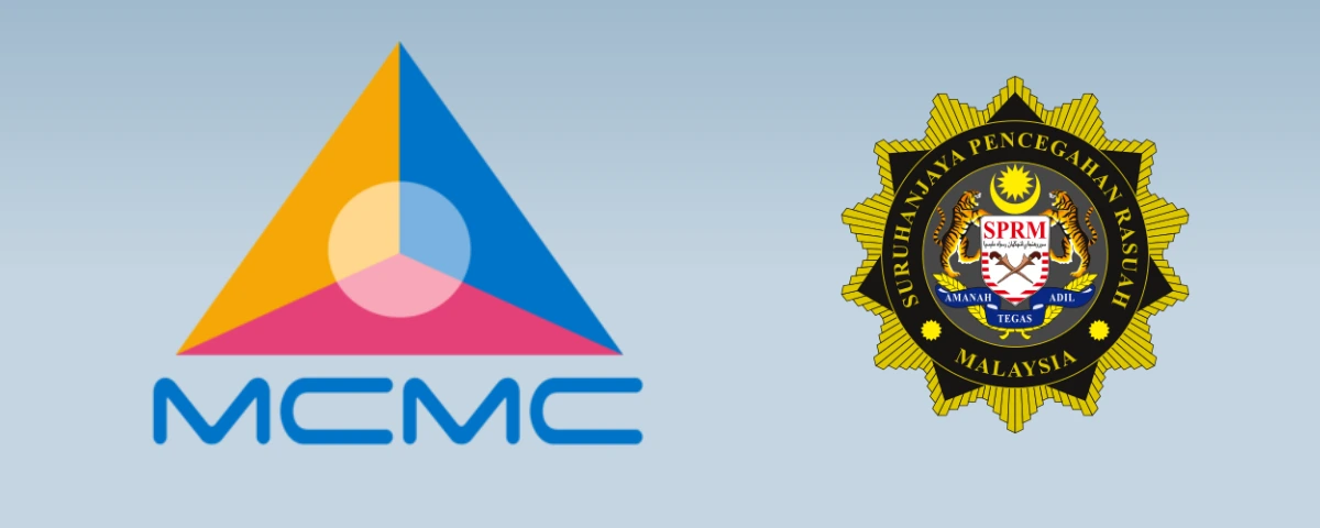 MCMC and Malaysian Anti-Corruption Commission (SPRM) logos displayed side by side.