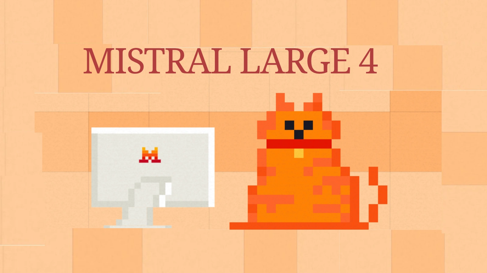 Mistral AI Releases Weights of Mistral Large 4 a.k.a Le Chonk Image of Le chonk the cat with computer as brand image of Mistral Large 4 model of Mistral AI.